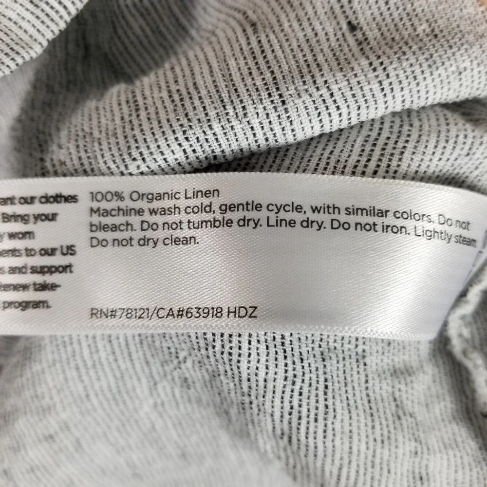 Eileen Fisher Jacket Women Small Gray Organic Linen Button Front Striped Pockets
